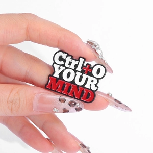 Creative Ctrl+S enamel brooch pin with Ctrl + YOUR MIND text in red and white