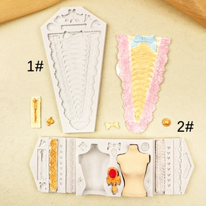 Dress Wedding Gown Human Body Torso Silicone Mold Lace Neckline DIY Fondant Cake Decoration Chocolate Crafting Accessory
