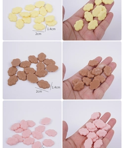 Detailed size view of 2cm mini resin cloud charms with Angie-e engraving for DIY crafts