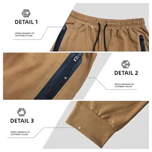 Herren Slim-Fit Sportjogger mit Kordelzug, Reißverschlusstaschen und Rippbündchen