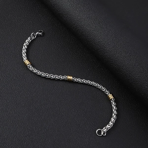 Bracciale a catena a chiglia in acciaio inossidabile argento con perline d'oro e chiusura