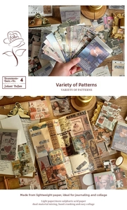 Detail of vintage scrapbooking stickers with Hollywood star and classic art patterns