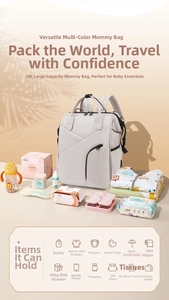 Detailed interior of 20L diaper bag showing spacious compartments with baby essentials