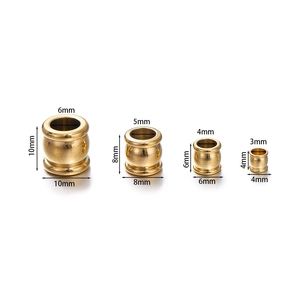 Polished gold stainless steel spacer beads in four sizes for DIY jewelry making