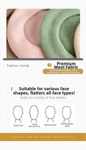 Détail macro de bérets en laine rose, vert et blanc montrant la texture feutrée