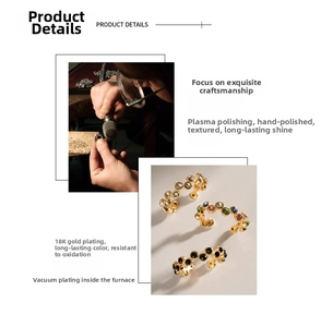 Detailed view of 18K gold plated snake wave rings featuring AAA colorful cubic zirconia stones