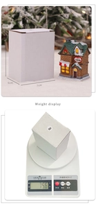 Christmas miniature resin ice cream house with product dimensions and weight display