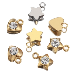 Pendentifs En Acier Inoxydable Cœur Et Étoile Avec Strass Pour Fabrication De Bijoux DIY Colliers Bracelets Boucles Oreilles