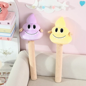 Cute cartoon poop plush hammer toy set in purple and yellow colors for home decor