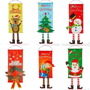 6er-Set lange Weihnachts-Hängebanner mit lustigen Beinen für festliche Geschäftsdekoration