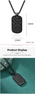 Detailed size parameters of 38x22mm for the black geometric crackle dog tag pendant