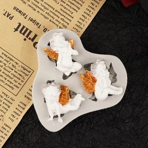 DIY Angel silicone mold for aromatherapy plaster and fondant cake decorations with 3 cavities