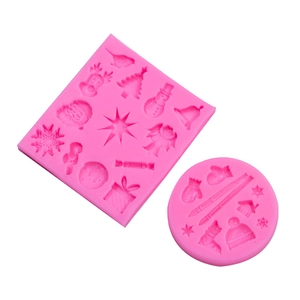 Lot de moules de Noël en silicone rose avec motifs de flocons, d'élan et de bonhomme de neige