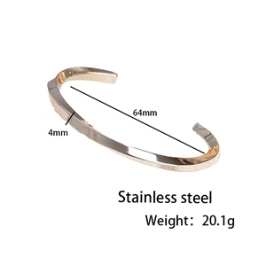Polished Mobius stainless steel open cuff bracelet with 64mm diameter and 4mm width