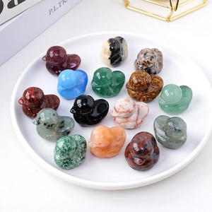 Natural Crystal Duck Carving Figurine Hand Polished Gemstone Animal Statue Desk Decor Healing Stone Home Ornament