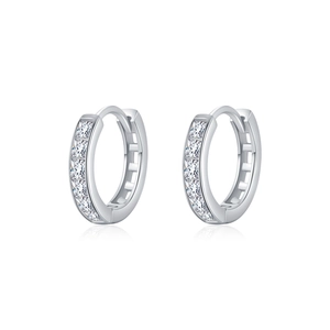 Elegant S925 sterling silver U-shaped hoop earrings with five cubic zirconia stones