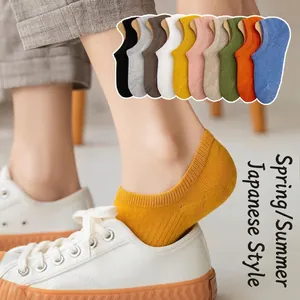 Chaussettes Invisibles Femme Coton Mélangé Côtelé Socquettes Silicone Antidérapant Coupe Basse Respirant Souple