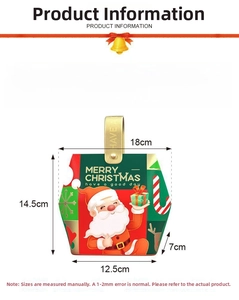 Detailed dimension guide for Santa Claus paper gift box showing height and width specs