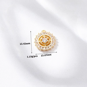 Detailed dimensions of 14k gold-filled pendant with inlaid zircon for DIY jewelry