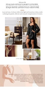 Détail de l'ensemble de pyjama deux pièces en satin noir avec peignoir et caraco