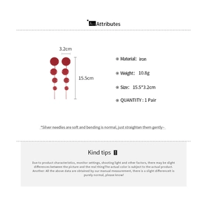 Detailed size and weight specs for long red beaded tassel earrings with silver needle