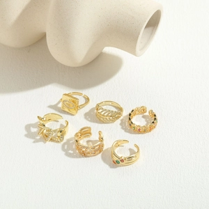 Elegant 14K gold plated rings set with zircon and geometric minimalist designs