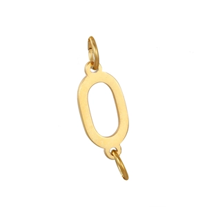 Polished gold stainless steel oval pendant connector with top and bottom loops
