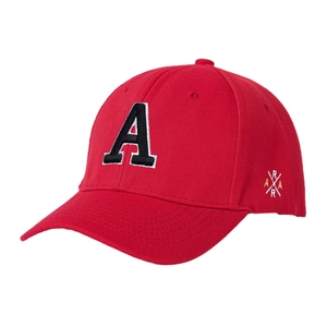 Vintage red baseball cap with black letter A embroidery and adjustable cotton design