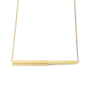 Polished gold rectangular bar pendant necklace made of high-quality titanium steel
