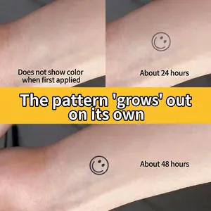 Herbal semi-permanent tattoo sticker showing gradual color development over 48 hours