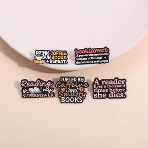 Inspirational Reading Enamel Pin Collection Literature Quote Badge Zinc Alloy Coffee Book Themed Jewelry For Bookworms Teachers