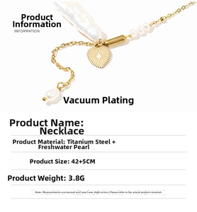 Detailed macro view of baroque pearl necklace with engraved gold heart pendant