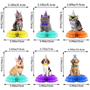 Lot de 6 décorations de table en nid d'abeille pour anniversaire d'animaux avec dimensions