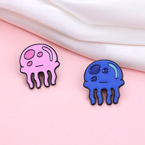 Cute Cartoon Jellyfish Enamel Brooch Pin Alloy Sea Animal Badge For Backpacks Hats Clothing Accessories Decoration