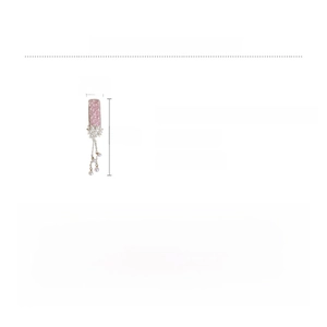 Detail view of pink crystal flower hair clip with tassel and rhinestone measurements
