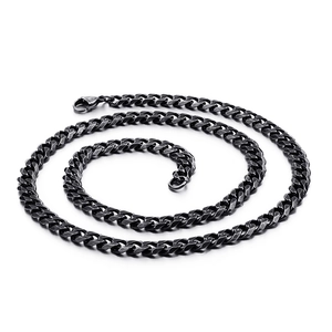 Cuban Link Necklace 316L Stainless Steel Black Retro Hip Hop Jewelry For Men