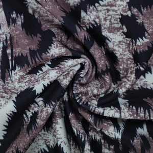 Close-up of leopard print fabric texture showing the soft and elastic knit material