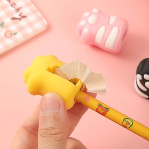 Cute cat paw manual pencil sharpener in yellow, pink and black for students and kids