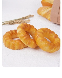 Realistic gold brown PU foam donut bread model with soft texture for stress relief toy