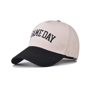 Baseball Cap Two Tone Contrast Color Cotton Twill Game Day Letter Print Adjustable Outdoor Sporty Hat For Men Women