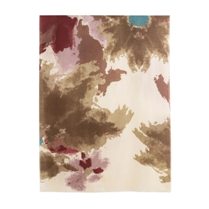 Écharpe vintage au toucher cachemire avec imprimé floral aquarelle et pompons en marron
