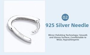 Close-up of S925 sterling silver earring hoop featuring fine zircon micro-inlay details