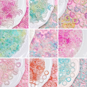 Gradient ABS pearl charms in sun, moon, and star shapes for DIY jewelry making