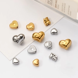 Baroque style gold and silver heart and LOVE beads for DIY jewelry making and crafting