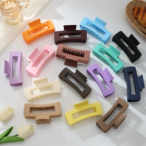 Minimalist square matte hair claw clips in various colors for elegant ponytail styling