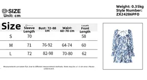 Guide des tailles pour robe à fleurs moulante avec mesures de buste et de taille en cm