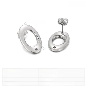 Vue détaillée du support de boucle d'oreille ovale en acier inoxydable de 20x13mm