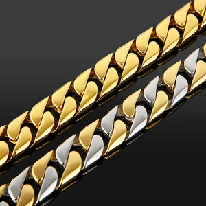 Herren Cuban Link Armband in Gold und Silber-Gold Bicolor aus Edelstahl für Hip Hop Style