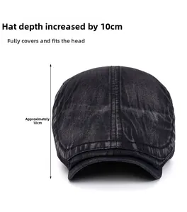 Detailed view of grey vintage ivy cap with 10cm depth and cross-stitch detail on top