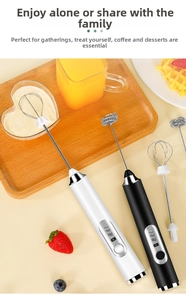 Dual-head electric milk frother with USB charging port and stainless steel whisks